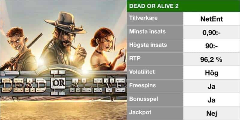 populära slotsspel - dead or alive 2 info