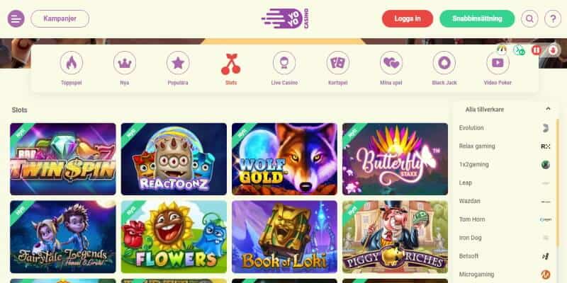 yoyo casino speltillverkare