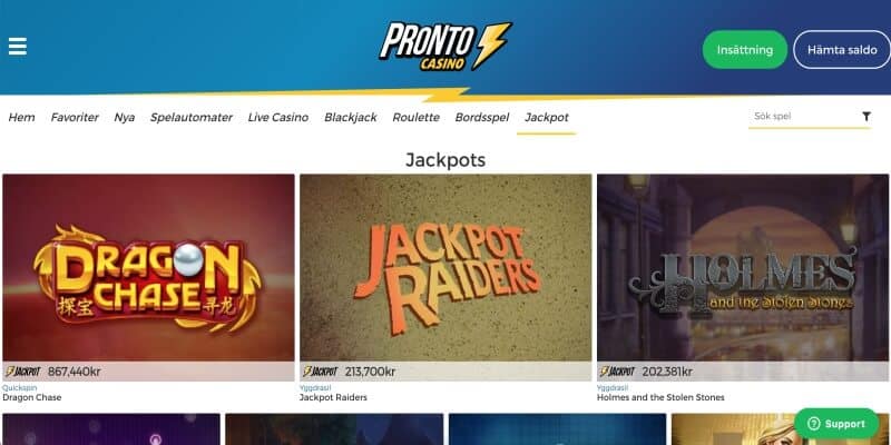 pronto-casino-jackpottar